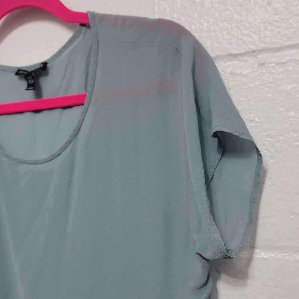 Eileen Fisher 100% Silk Boxy Top | Light Blue Short Sleeve | M - Picture 8 of 16